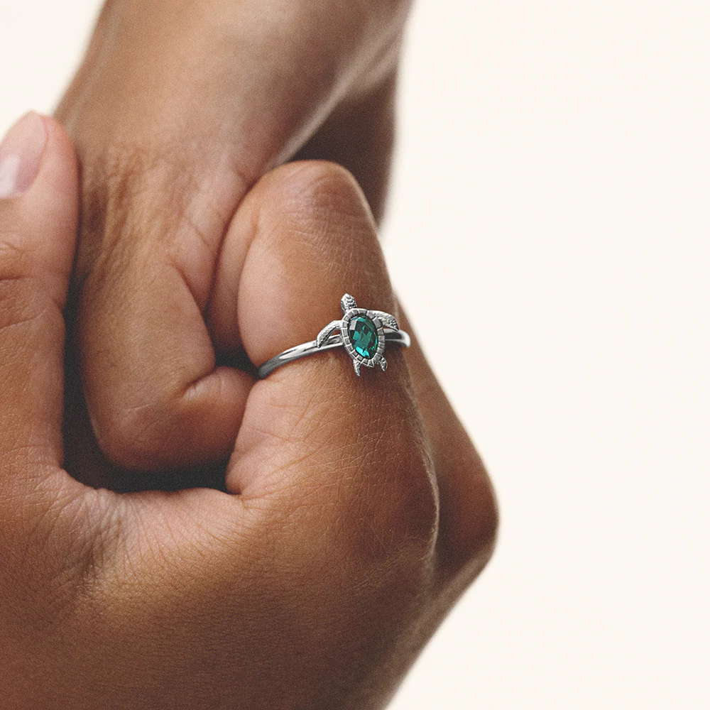 Turtle Ring Aquamarine Silver