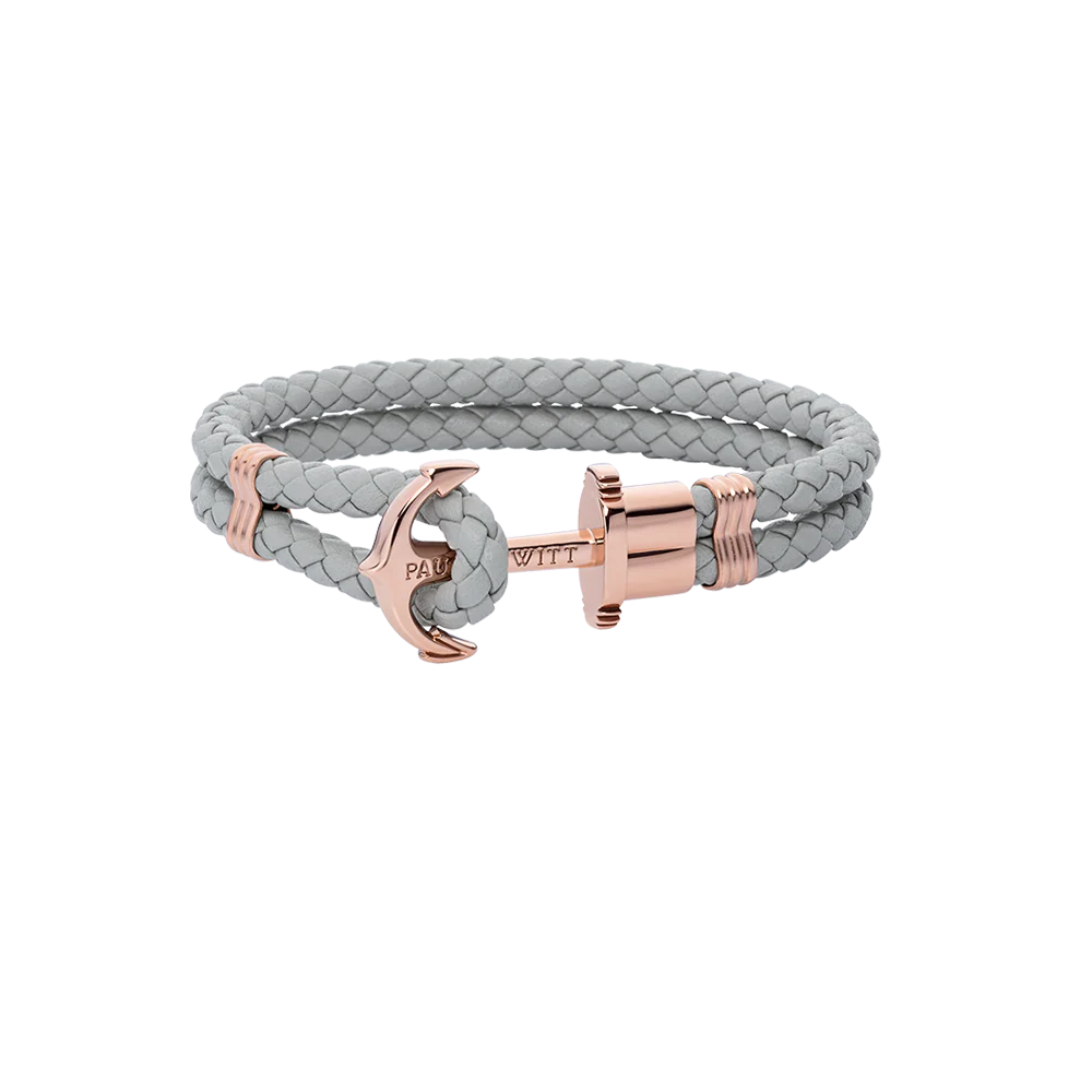 Anchor bracelet Phrep Rose gold Leather Grey