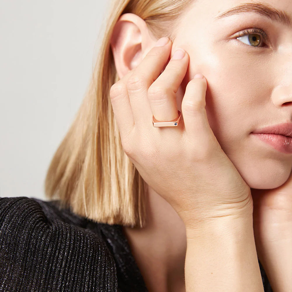 Ring Signet Brilliant Cut rose gold