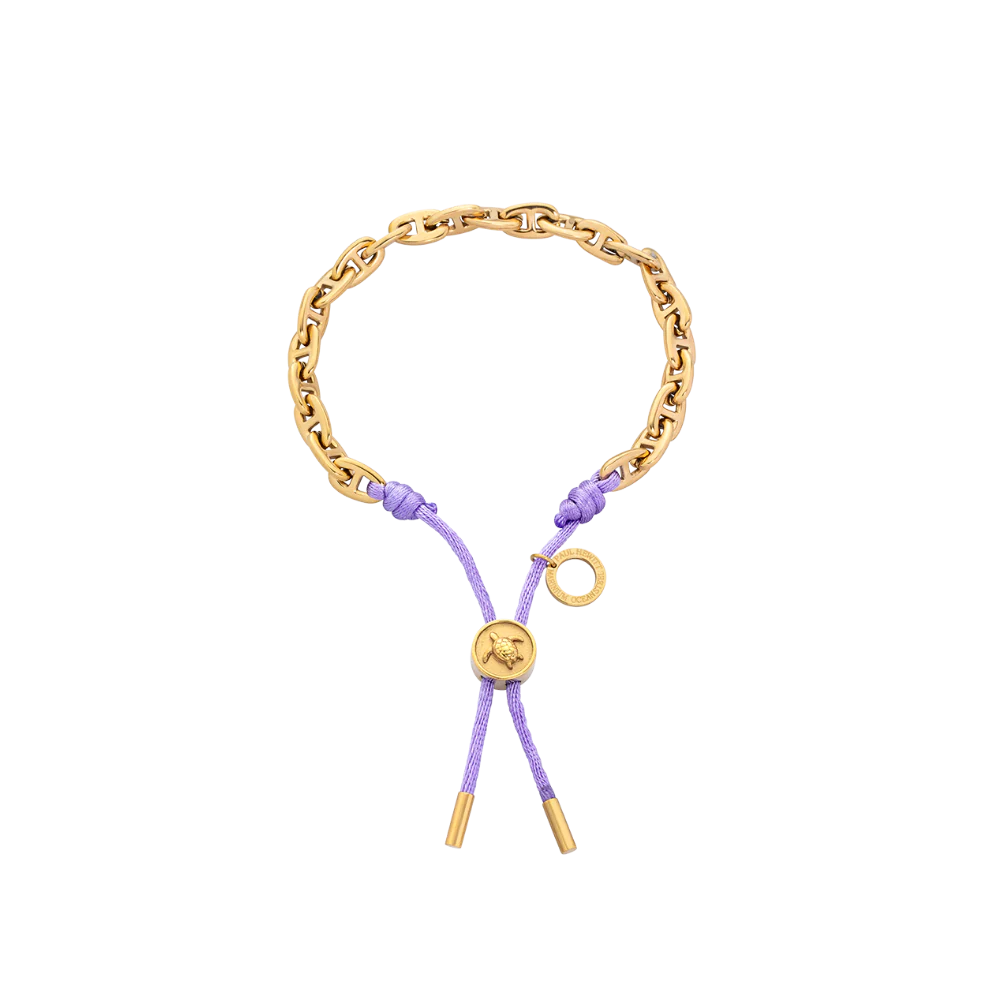 Turtle Anchor Chain Bracelet Gold Lilac