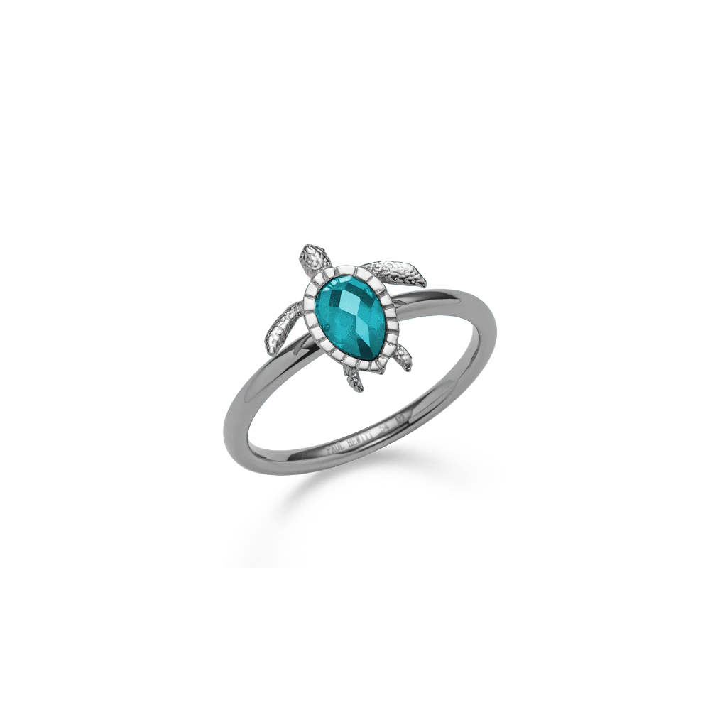 Turtle Ring Aquamarine Silver