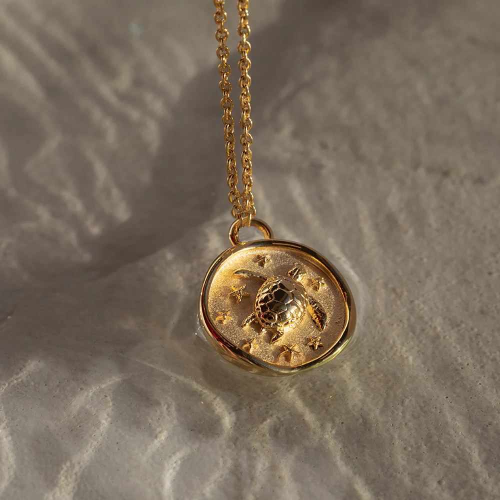 Turtle Coin Necklace Gold