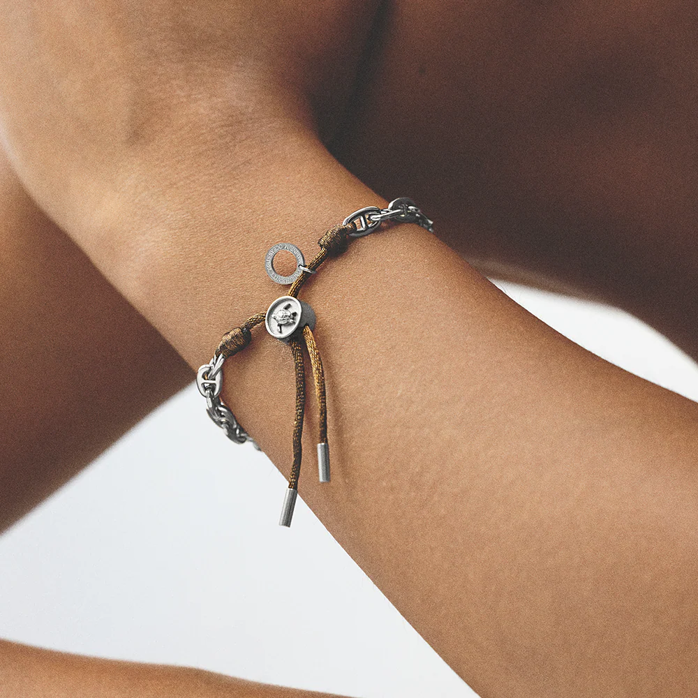 Turtle Anchor Chain Bracelet Silver Driftwood Brown