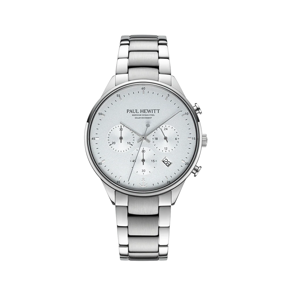 Chrono watch silver white