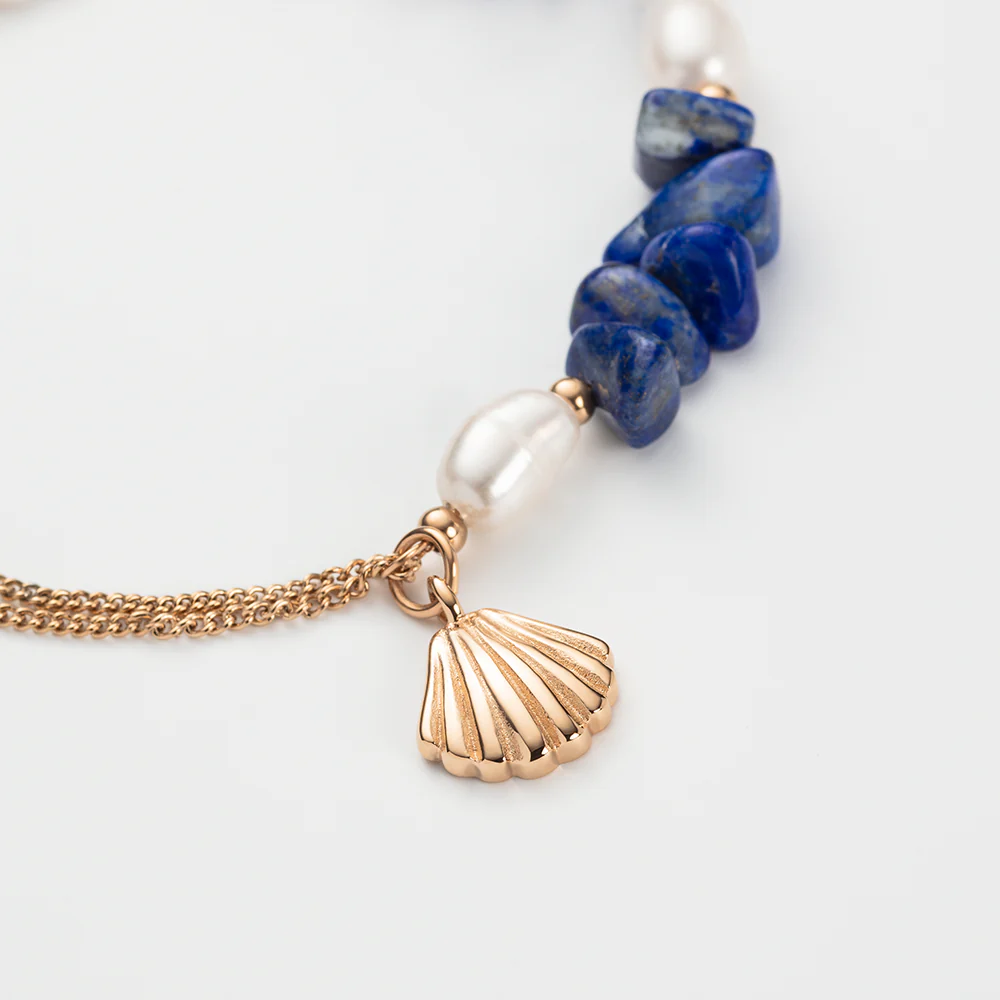 Scallop Stone Bracelet Rose Gold