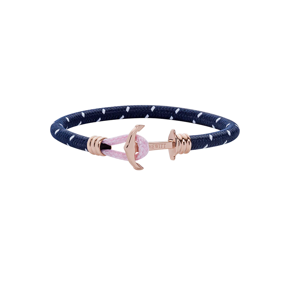 Anchor Bracelet Phrep Lite Rose Gold Nylon Navy Blue White Pink