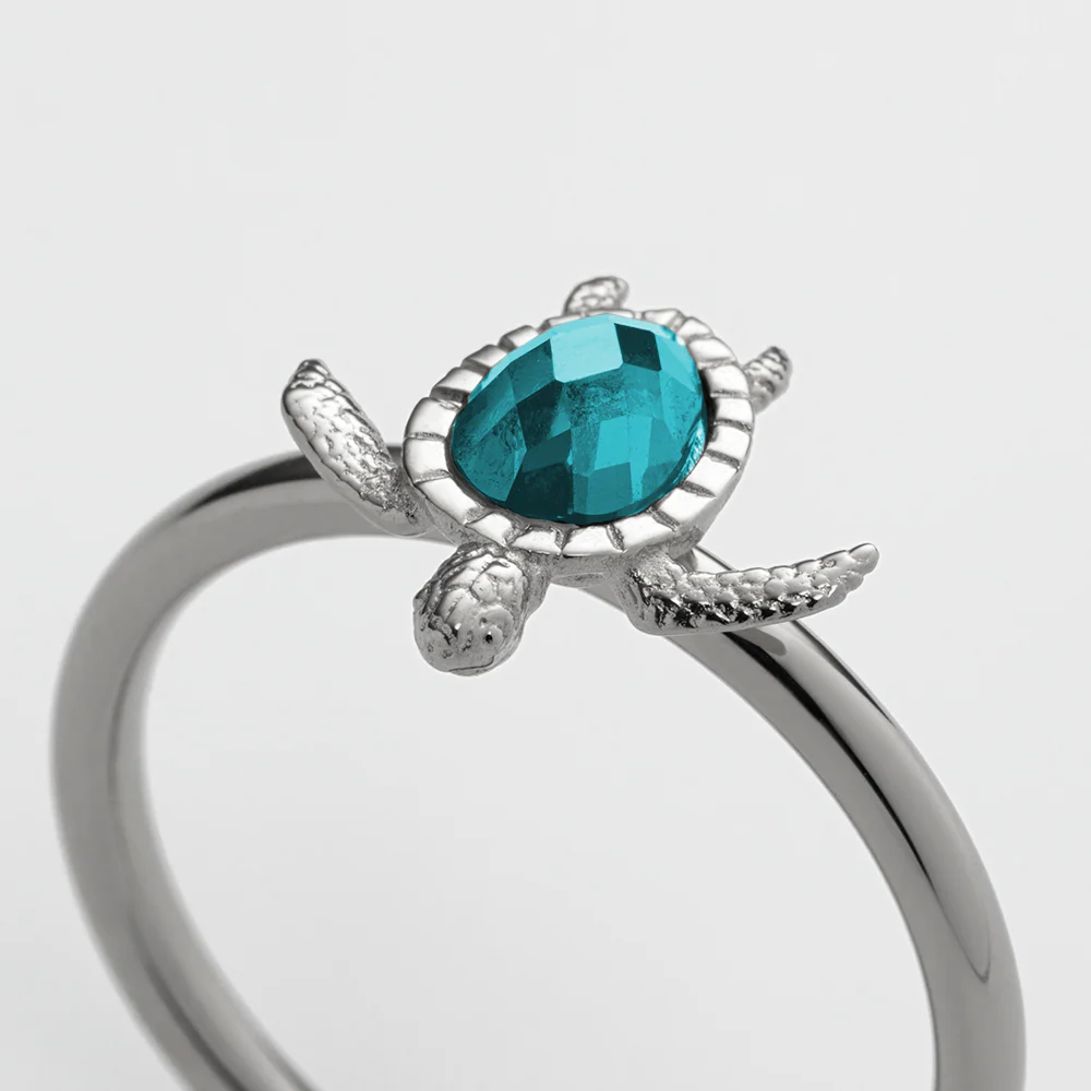 Turtle Ring Aquamarine Silver