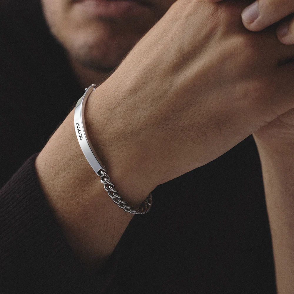 Men's ID Bracelet Bold Silver