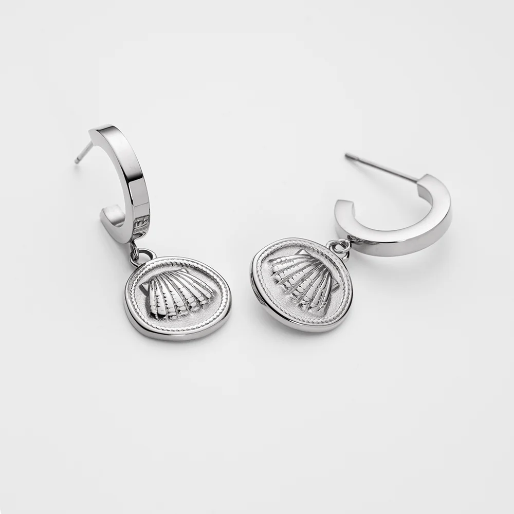 Scallop Coin Earring Silver