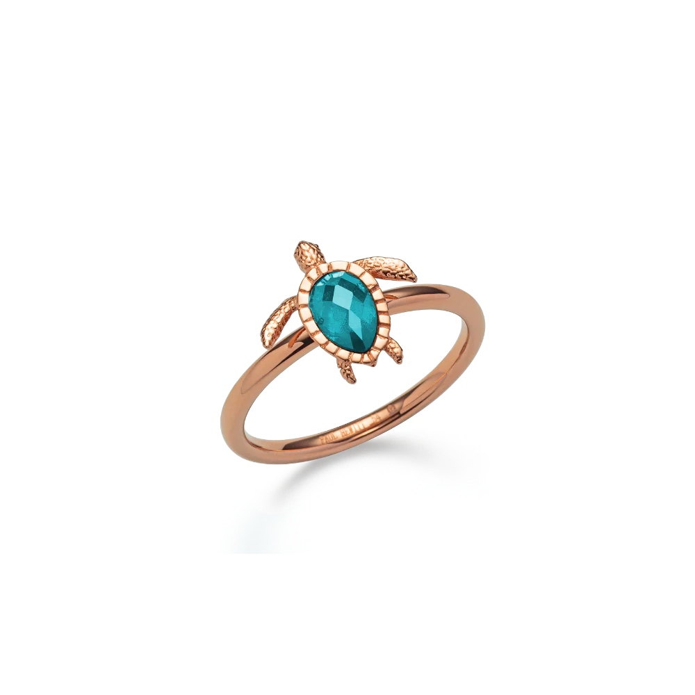 Turtle Ring Aquamarine Rose Gold