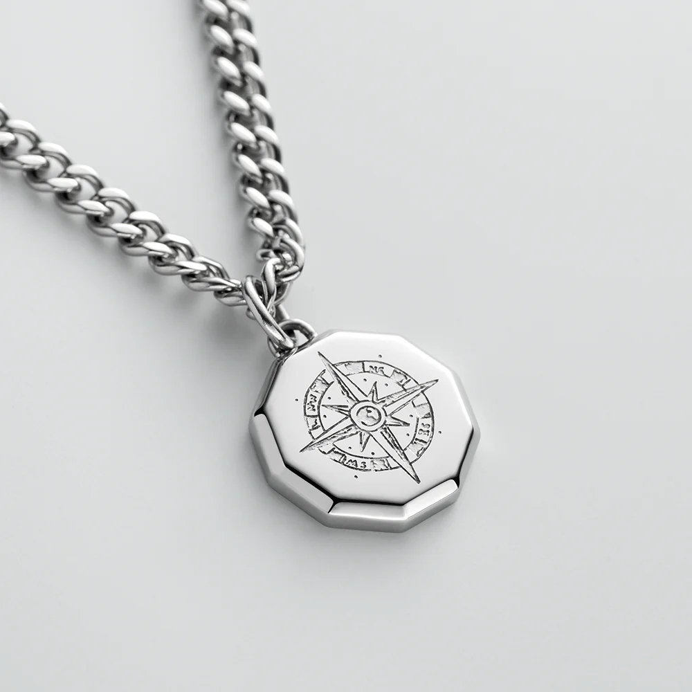 Men's Windrose III Necklace Silver