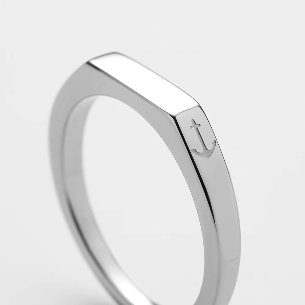 Men's Slim Signet Ring Silver