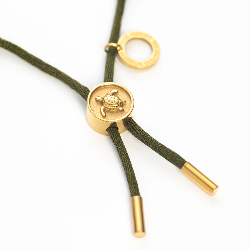 Turtle Anchor Chain Bracelet Gold Seaweed Dark Green