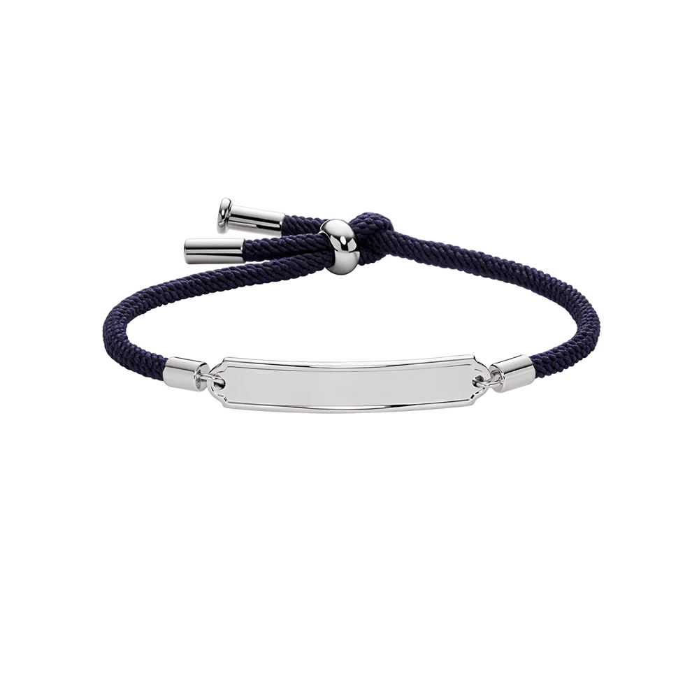 Vitamin Sea Engraved Bracelet Silver Navy Blue