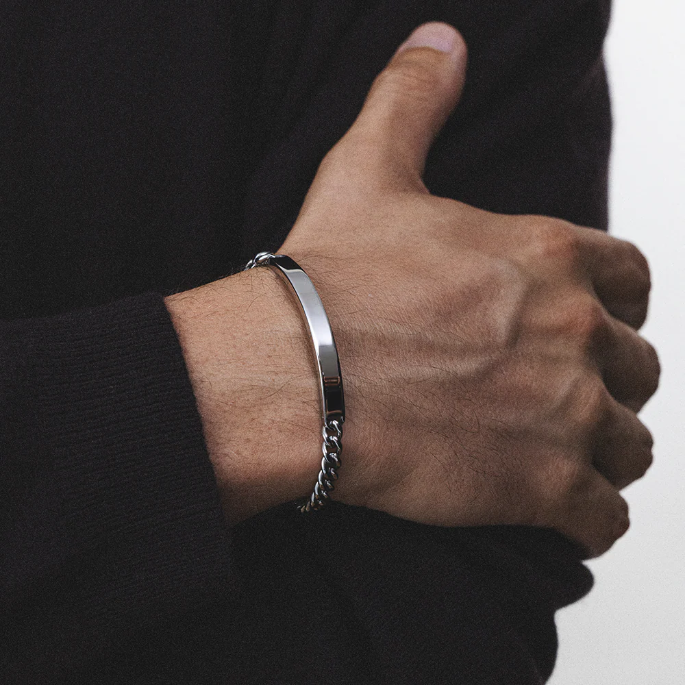 Men's ID Bracelet Bold Silver