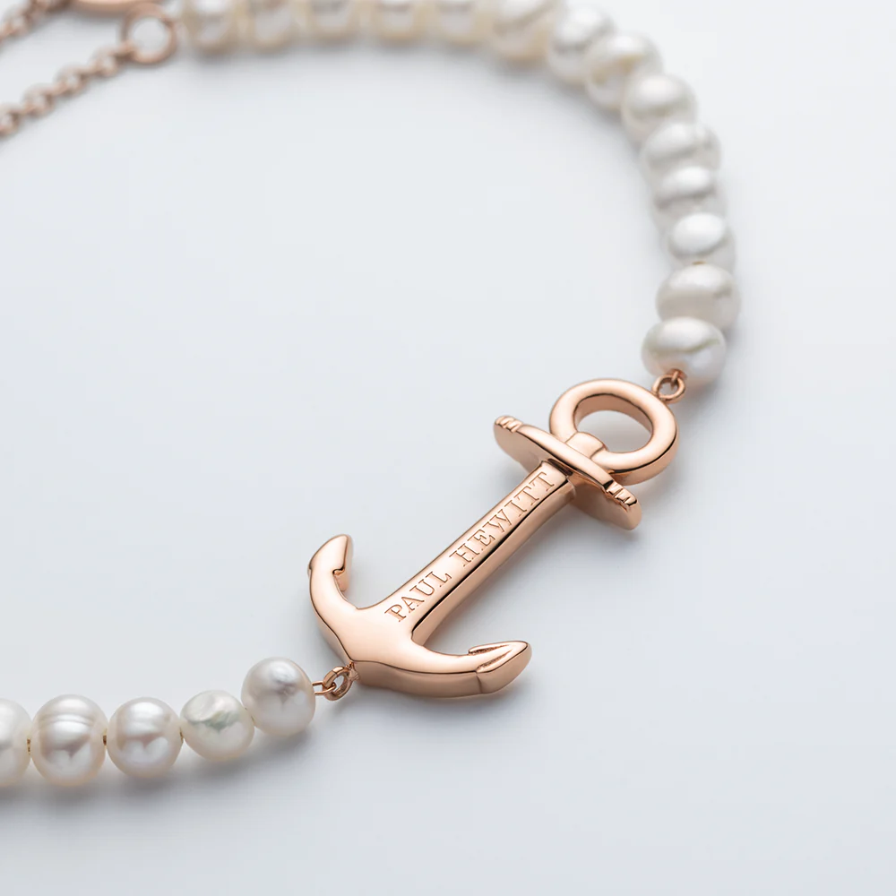 The Anchor Beads Bracelet Rose Gold Pearl