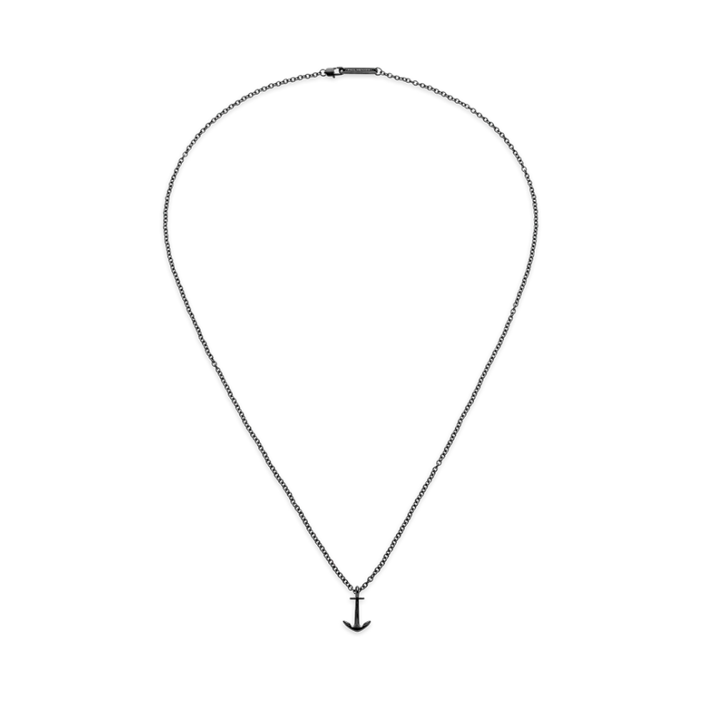 Men's Anchor Necklace Black