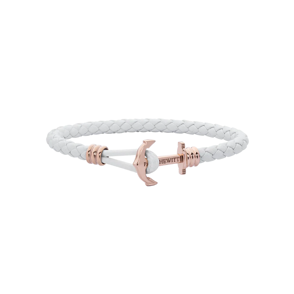 Anchor bracelet Phrep Lite rose gold leather white