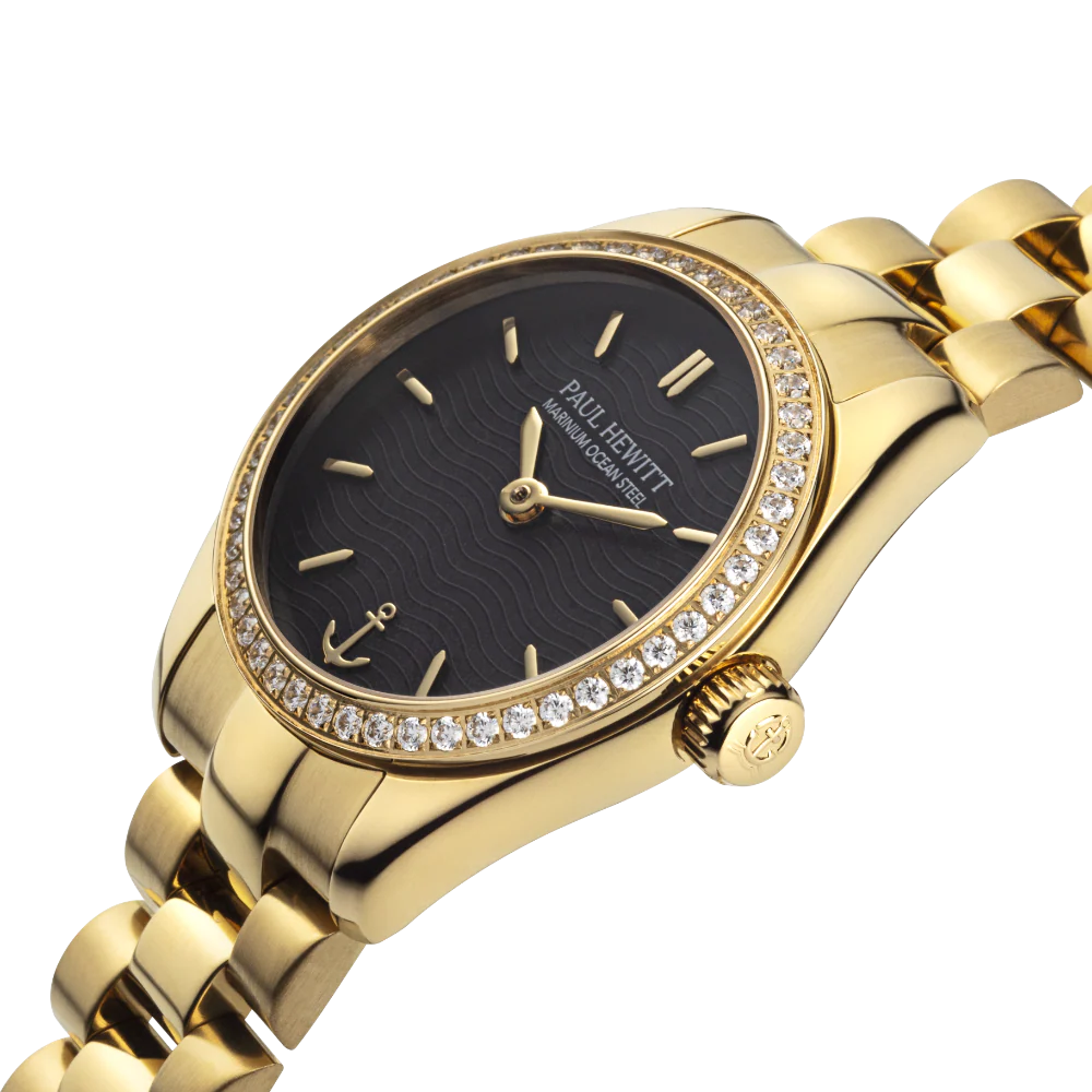 Petit Soleil Round Watch Gold Black Crystal