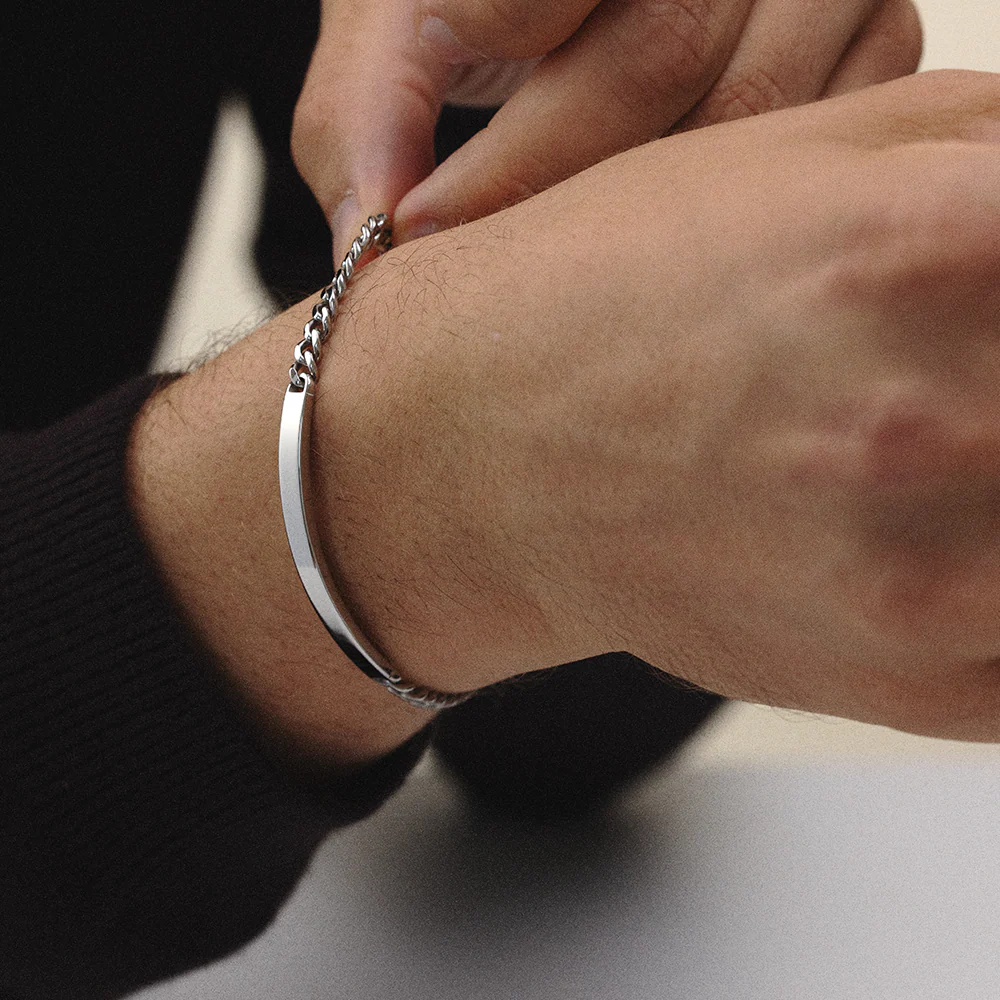 Men's ID Bracelet Medium Silver