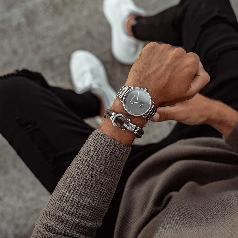 Bracelet Phinity Silver Nylon Olive