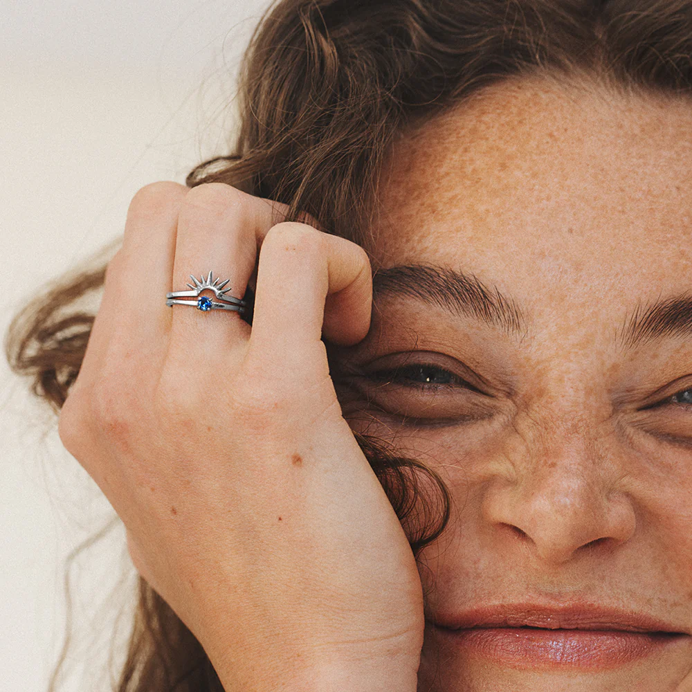 Aurora Solar Duet Ring Silver