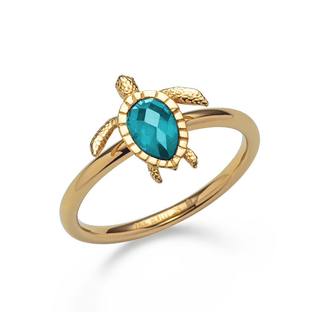 Turtle Ring Aquamarine Gold