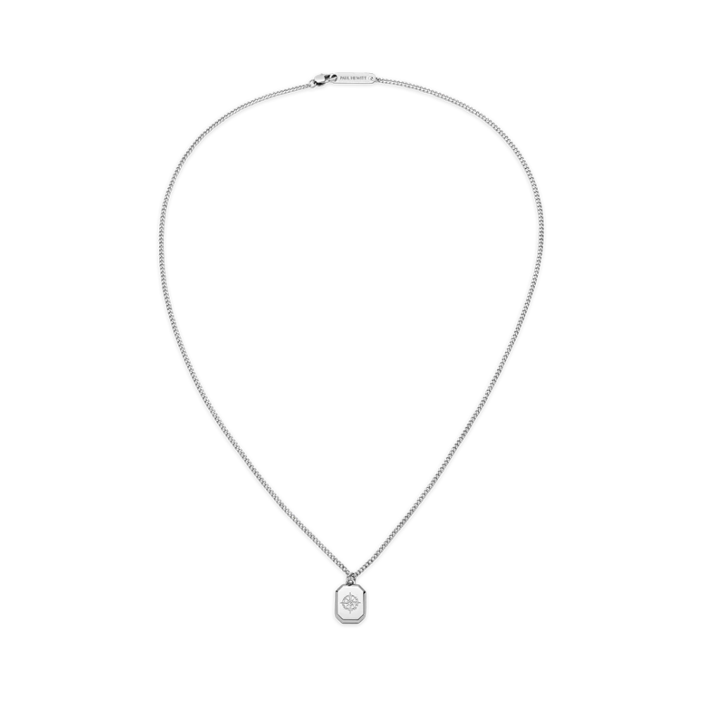 Men's Octagonal Necklace Windrose Silver