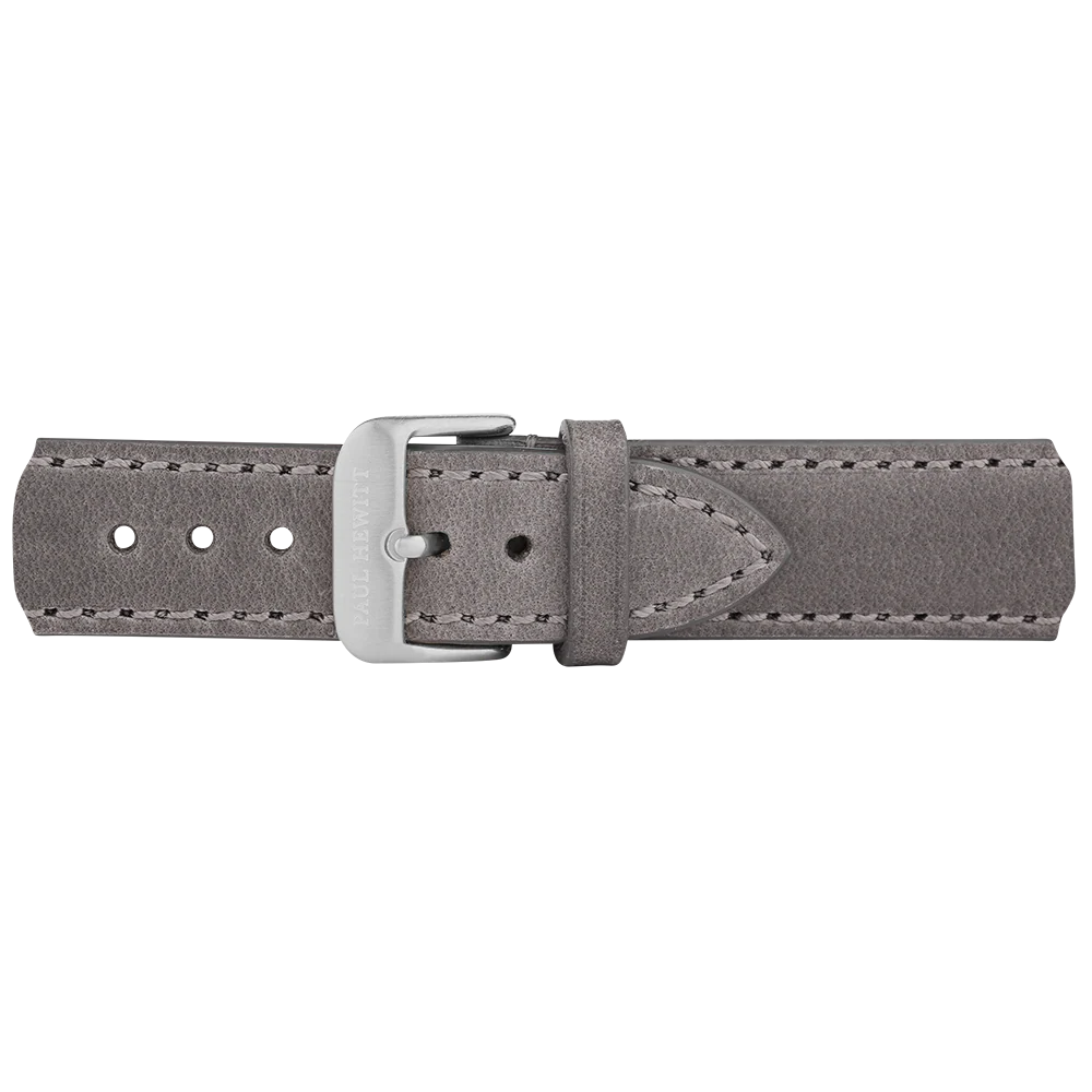 Watch strap leather silver gray 20 mm