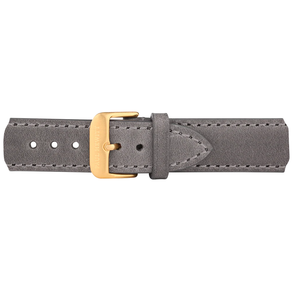 Watch strap leather gold gray 20 mm