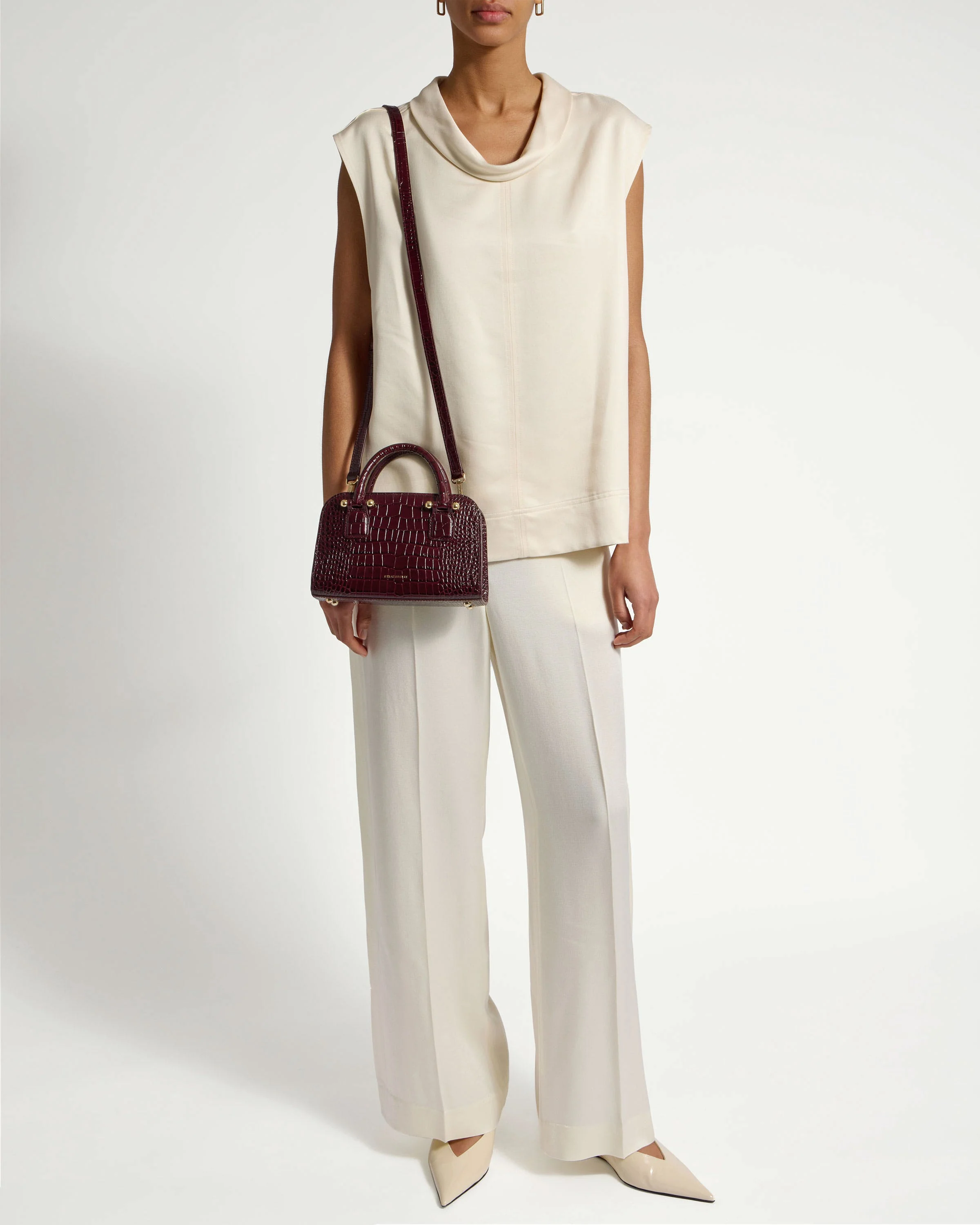 Georgia Mini - Croc-Embossed Leather Burgundy