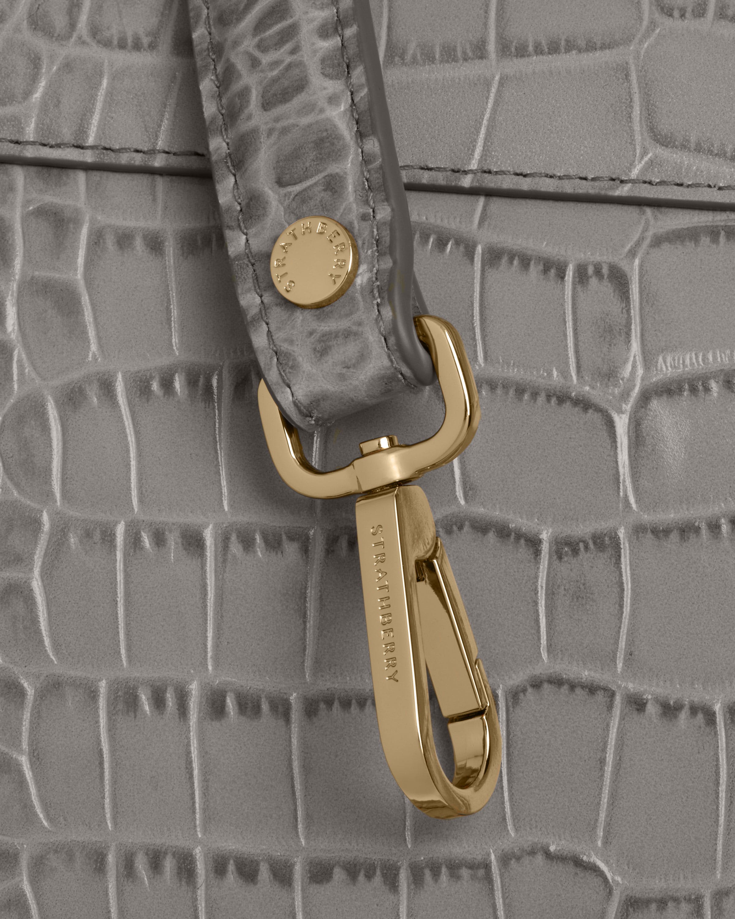 Mosaic Bag - Soft Croc-Embossed Leather Stone Grey