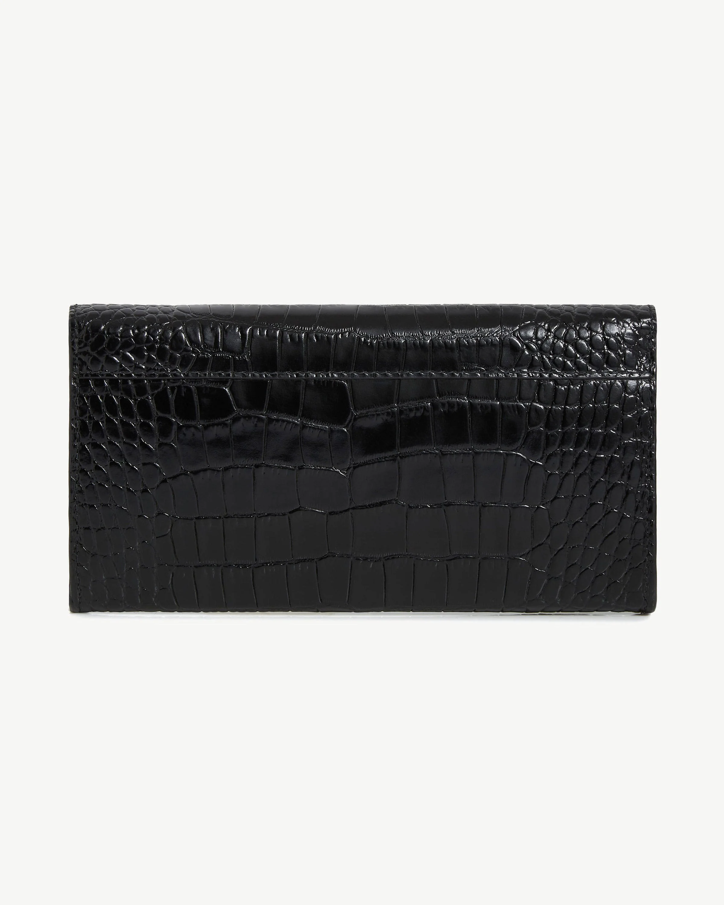 Multrees Chain Wallet - Croc-Embossed Leather Black