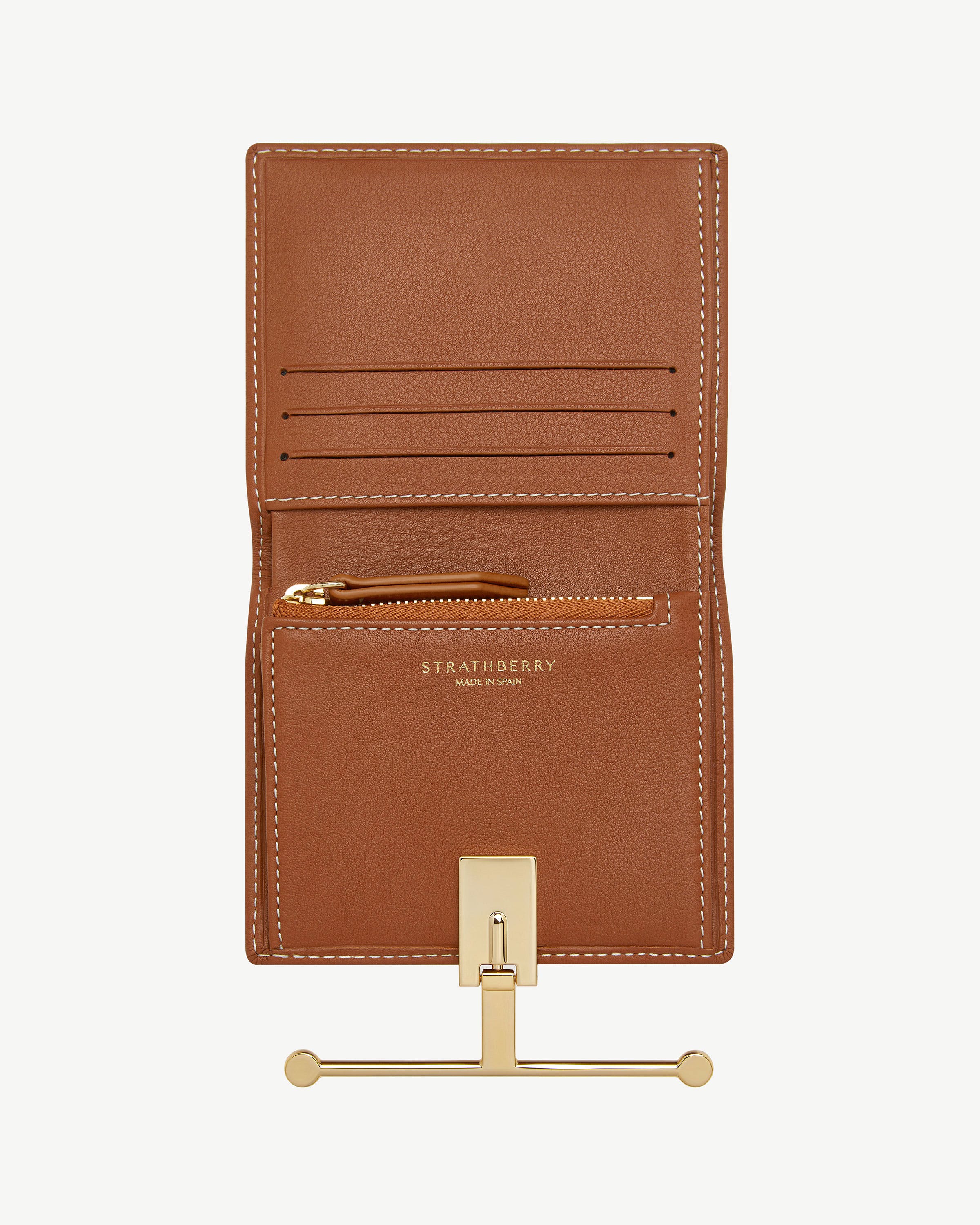 Melville Street Wallet - Chestnut with Vanilla Stitch