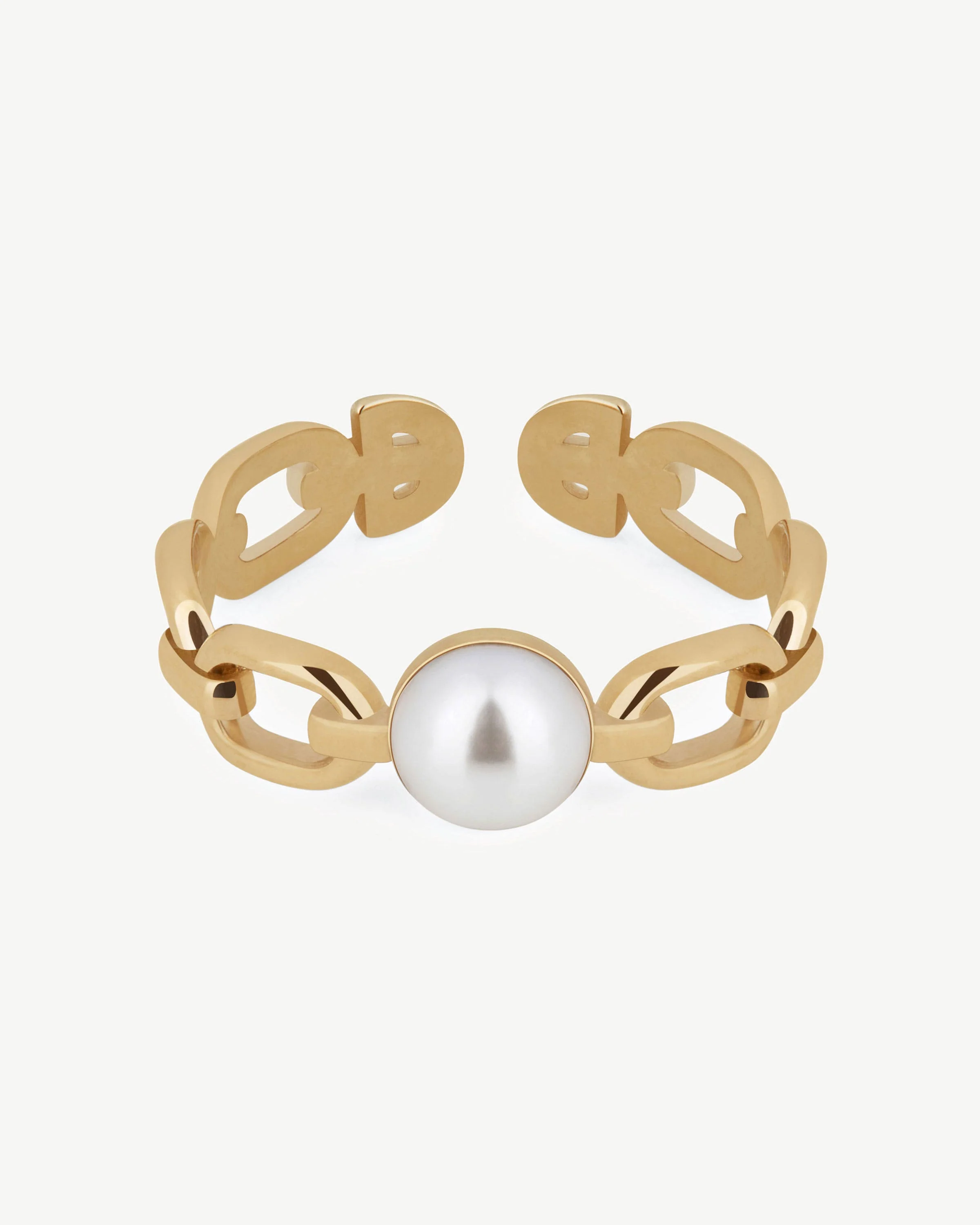 Pearl Link Ring - 22 Carat Gold Gilded