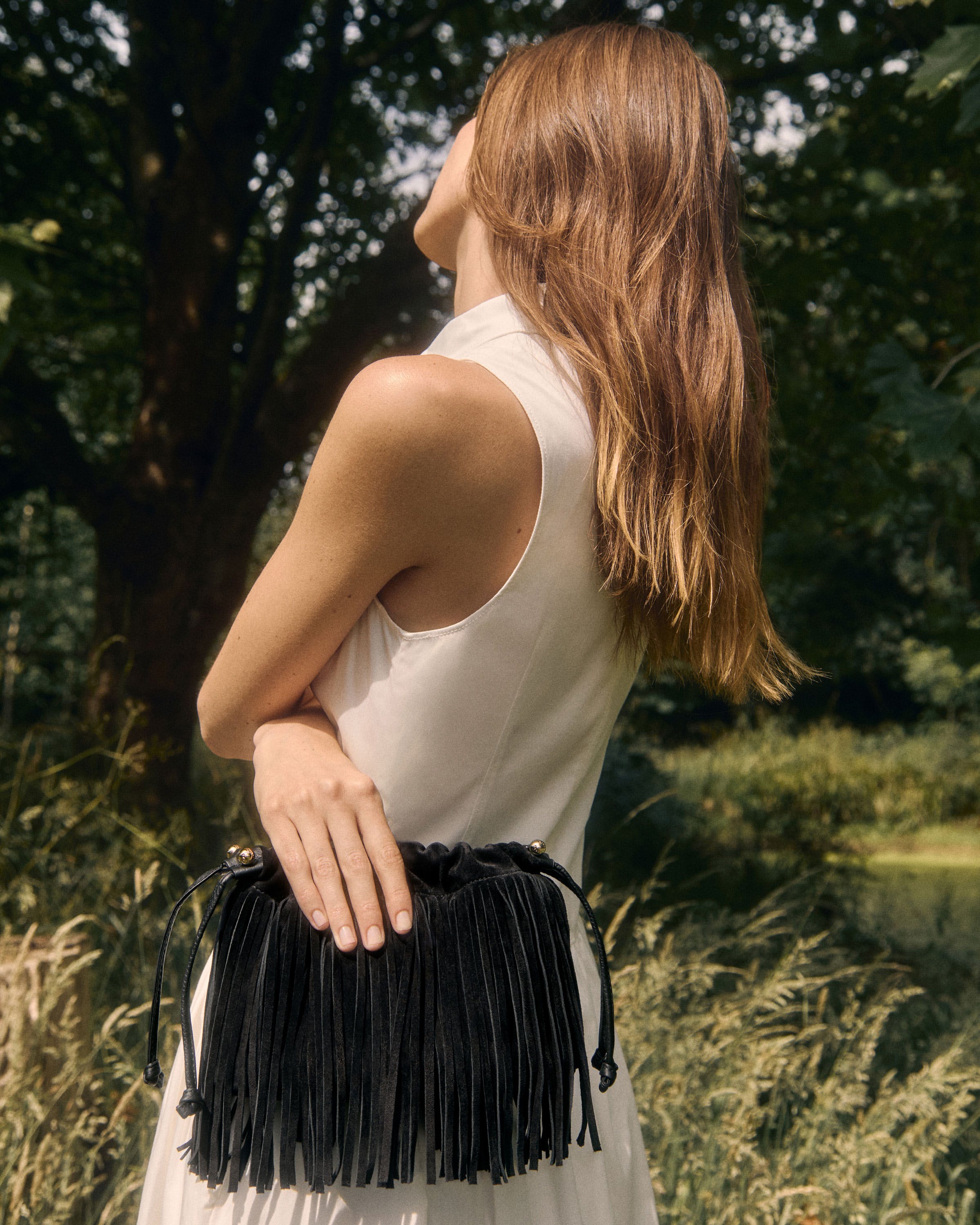 Charlotte Drawstring - Cinq a Sept Black Fringe