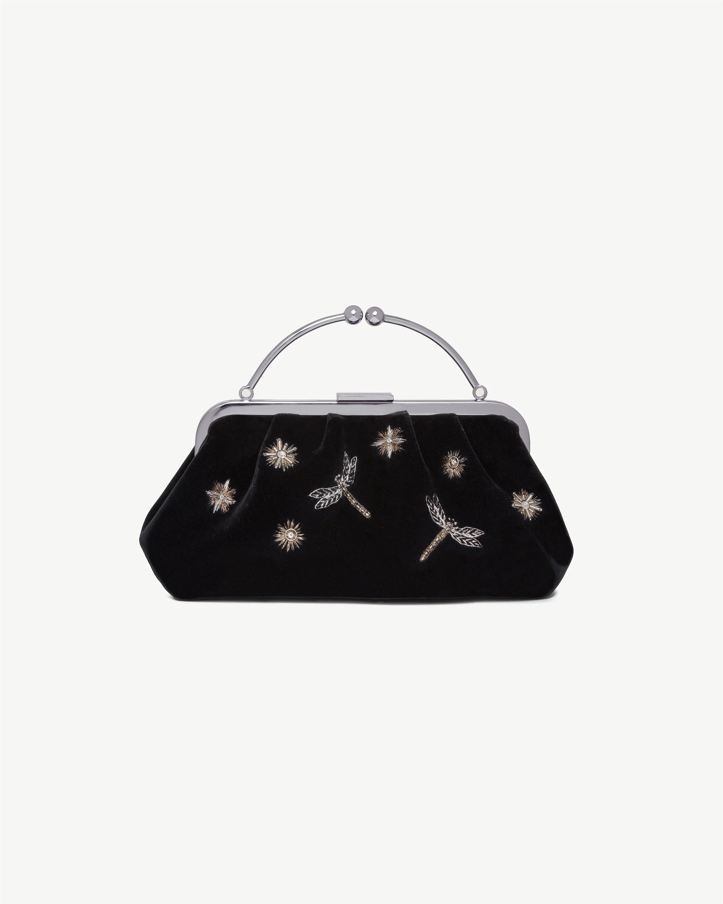 Frame Clutch - Cinq a Sept Black Embroidered Velvet