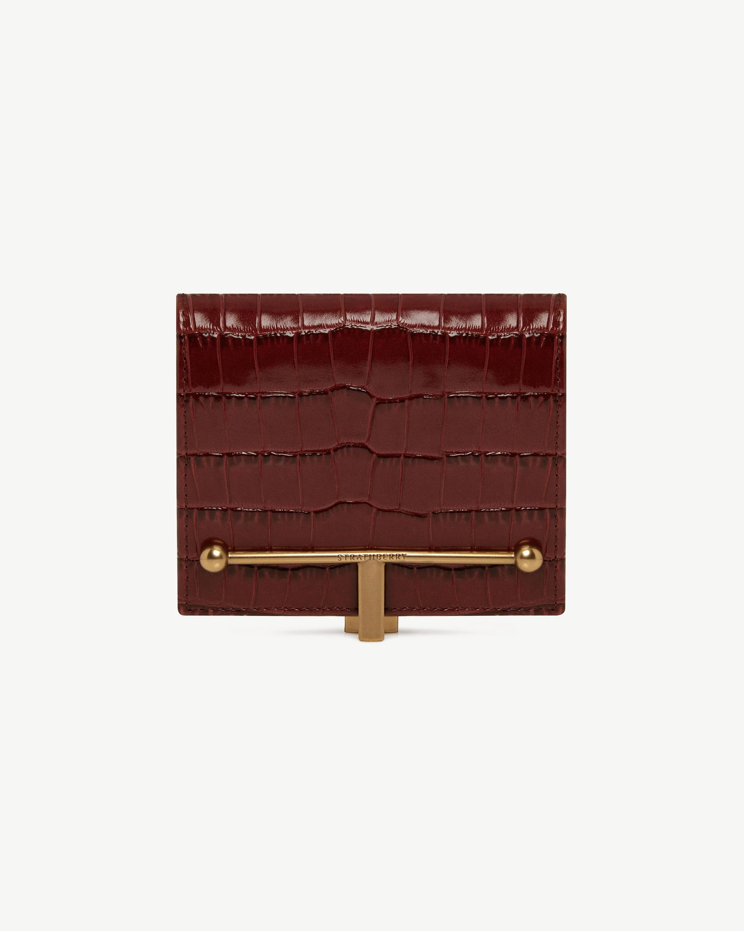 Melville Street Wallet - Croc-Embossed Leather Oxblood