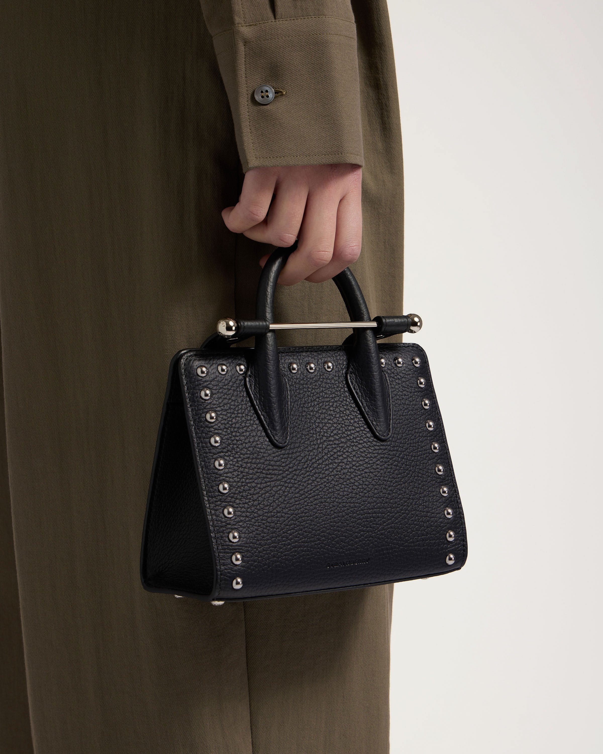 Nano Tote - Black Studded Leather