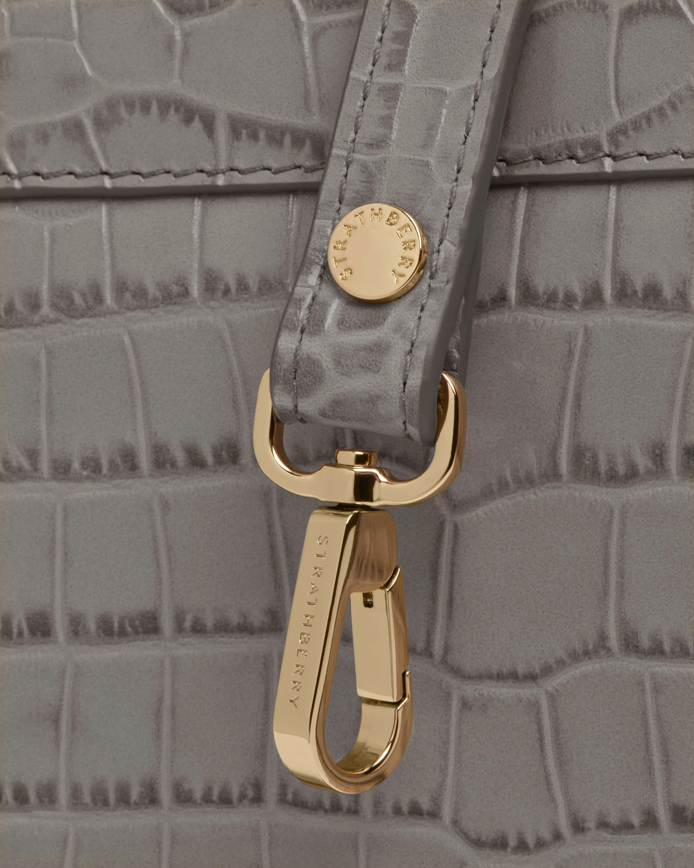 Mosaic Nano - Soft Croc-Embossed Leather Stone Grey