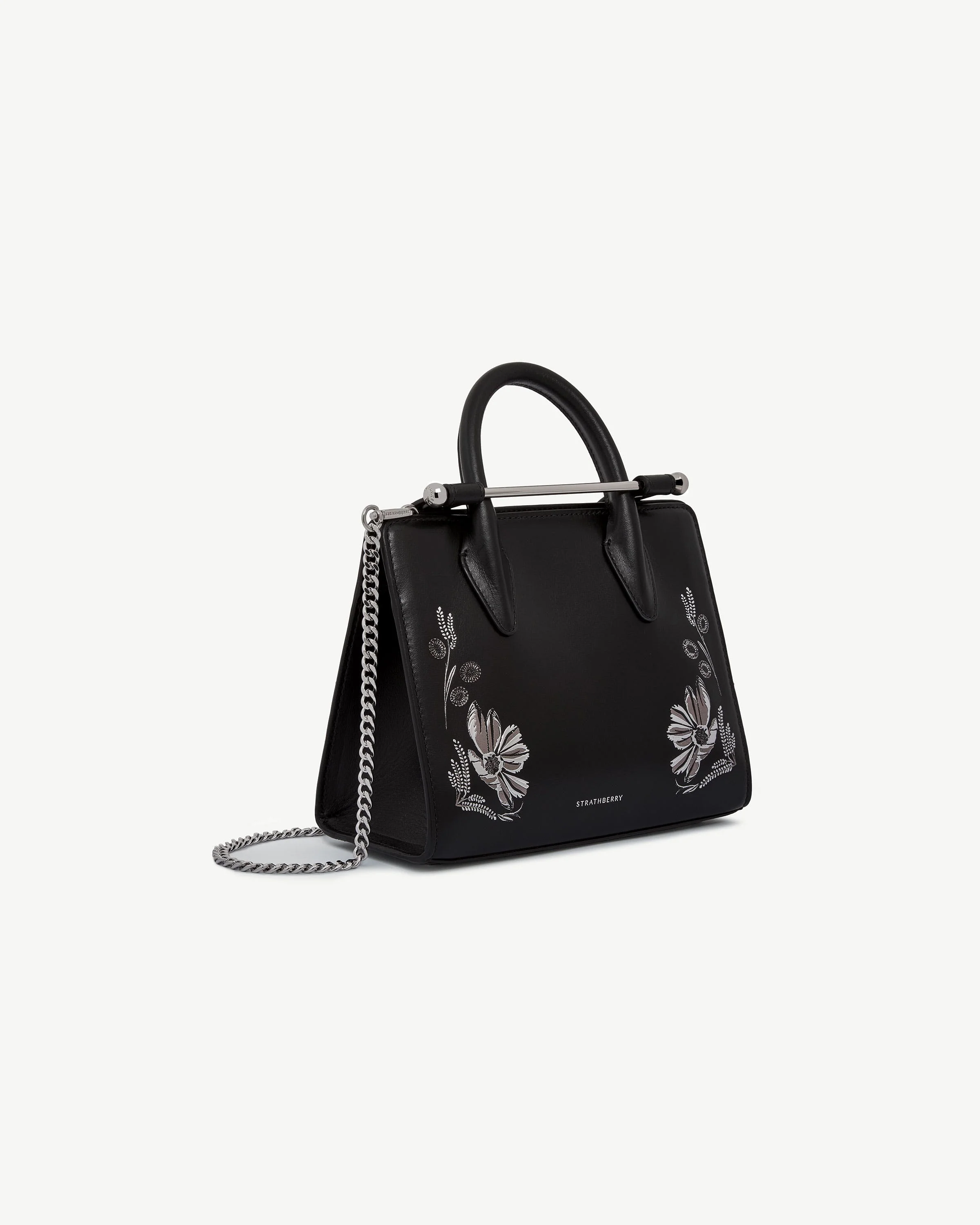 Mini Tote - Cinq a Sept Black Polished Leather Print