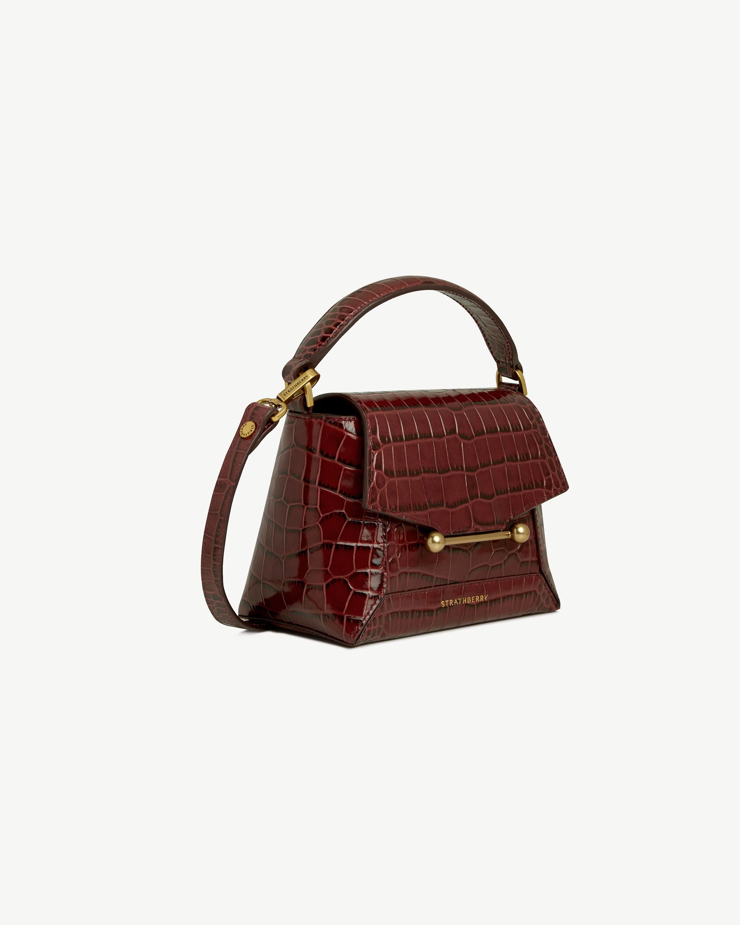 Mosaic Nano - Croc-Embossed Leather Oxblood