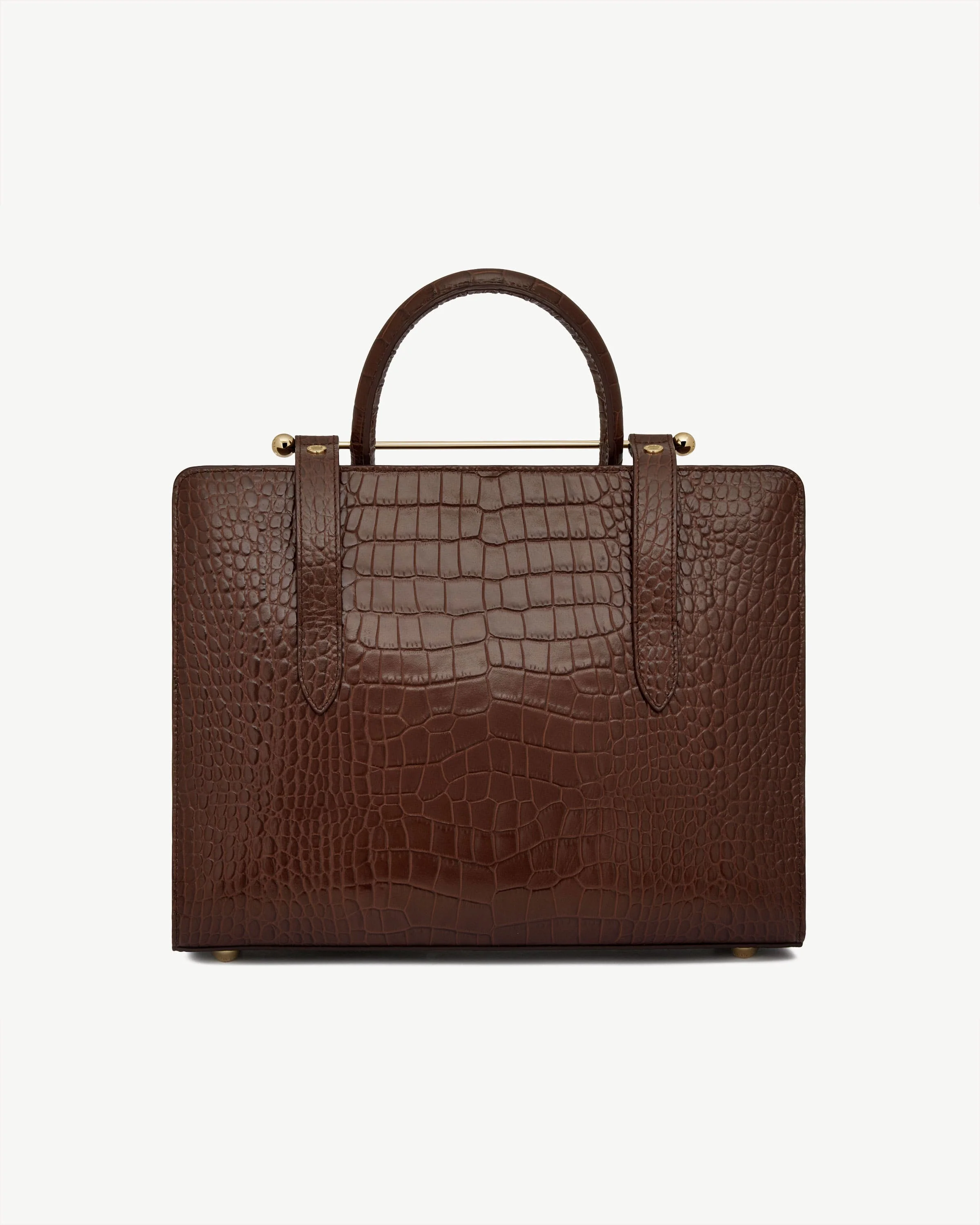 Midi Tote - Croc-Embossed Leather Chocolate