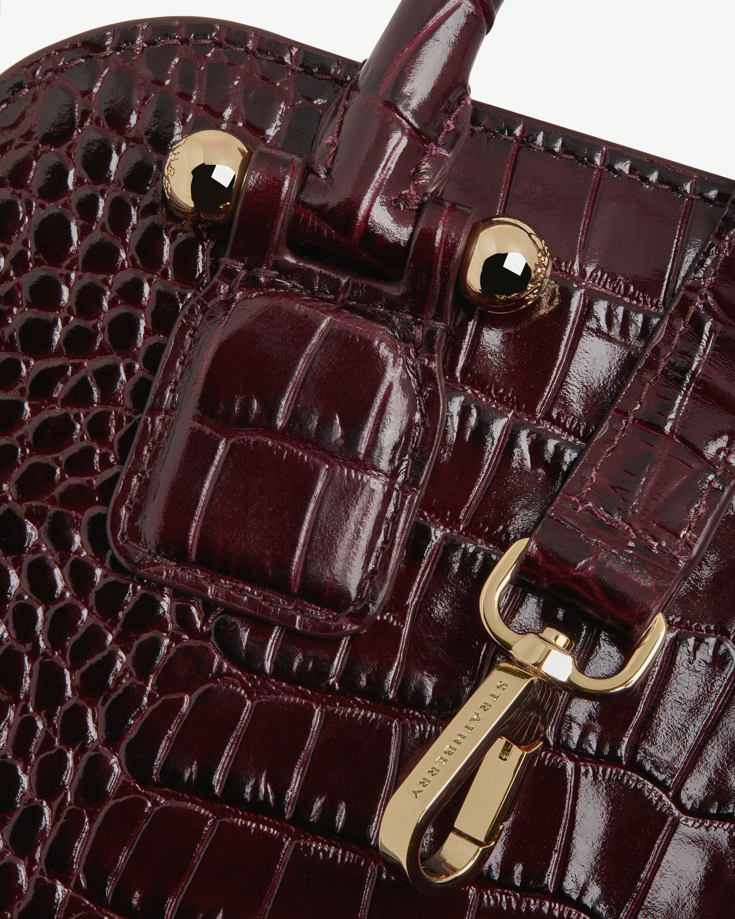Georgia Mini - Croc-Embossed Leather Burgundy