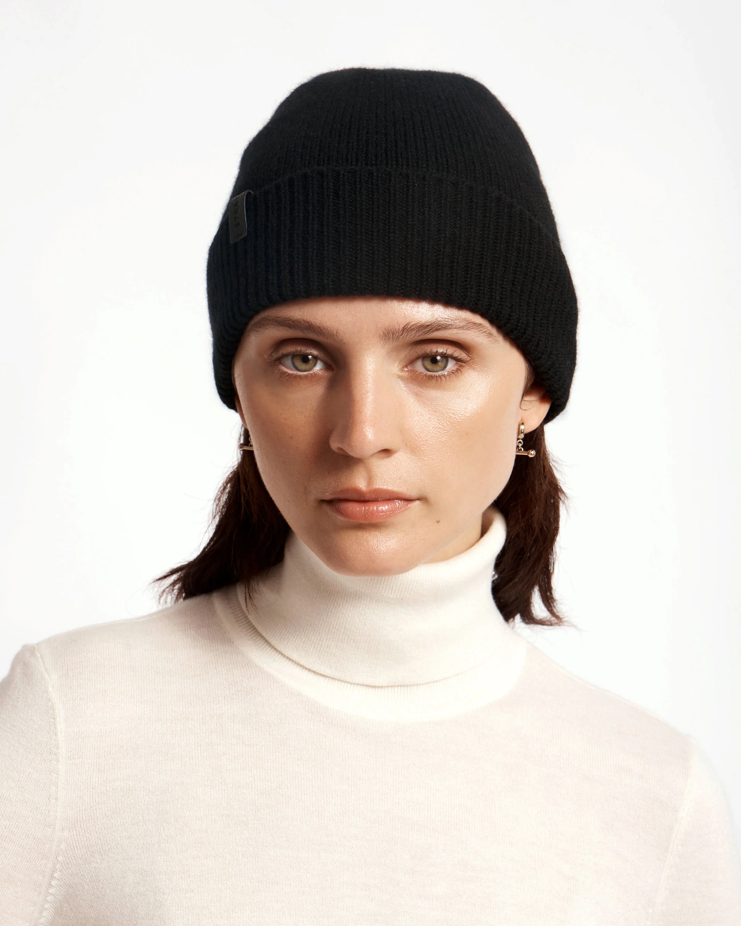 Westray Ribbed Cashmere Beanie - Black