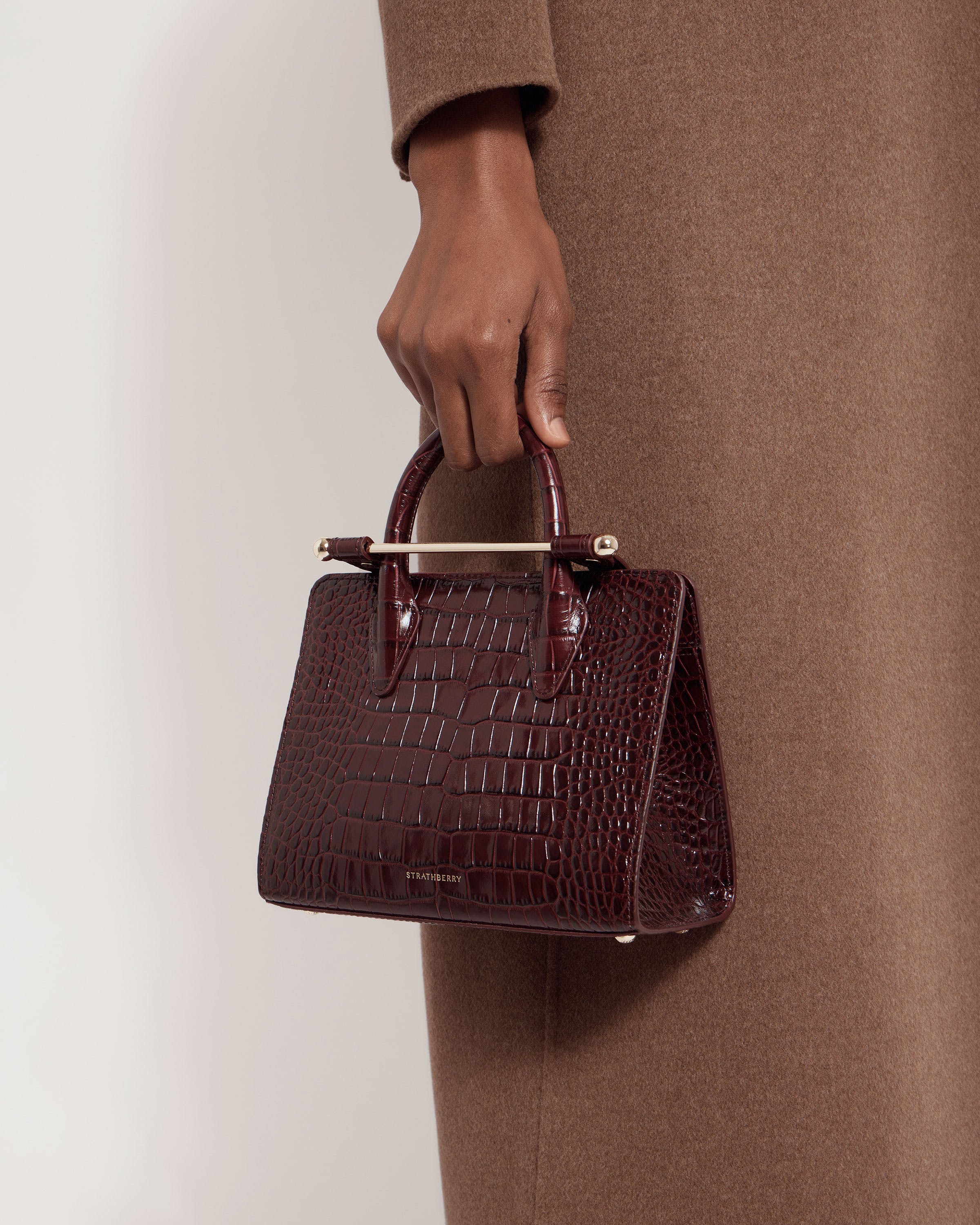 Mini Tote - Croc-Embossed Burgundy