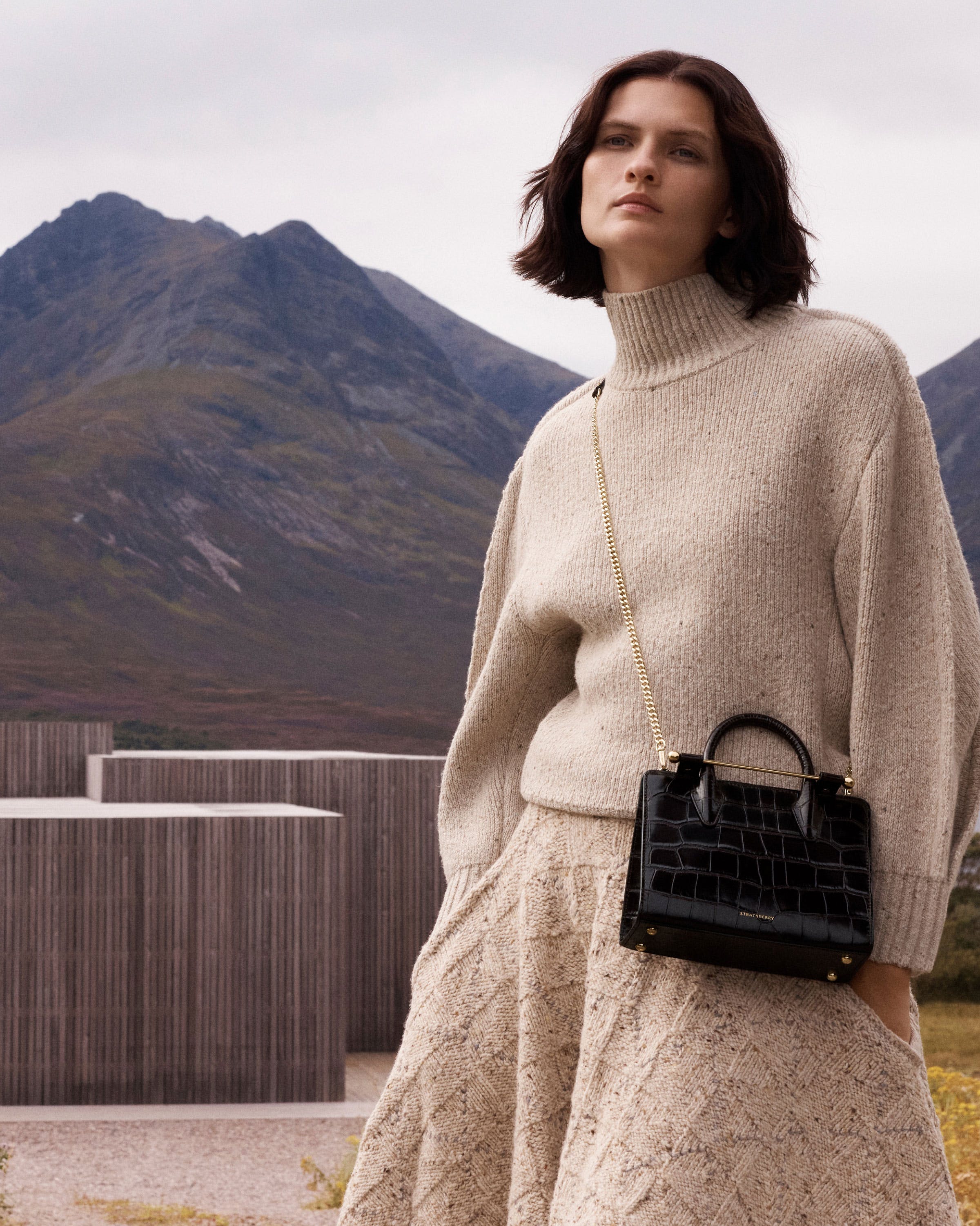 Mini Tote - Croc-Embossed Leather Mahogany