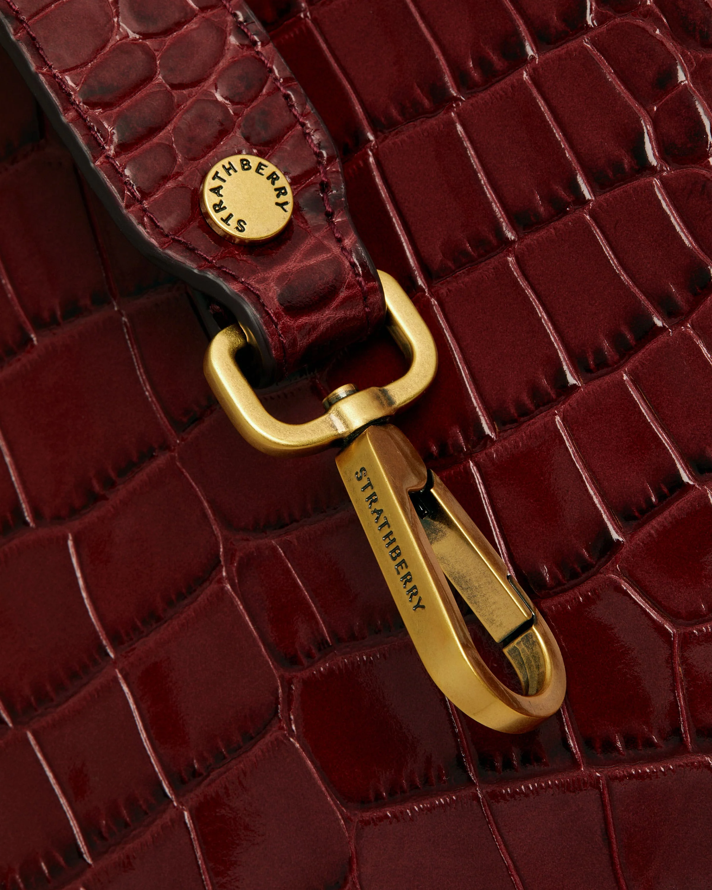 Midi Tote - Croc-Embossed Leather Oxblood