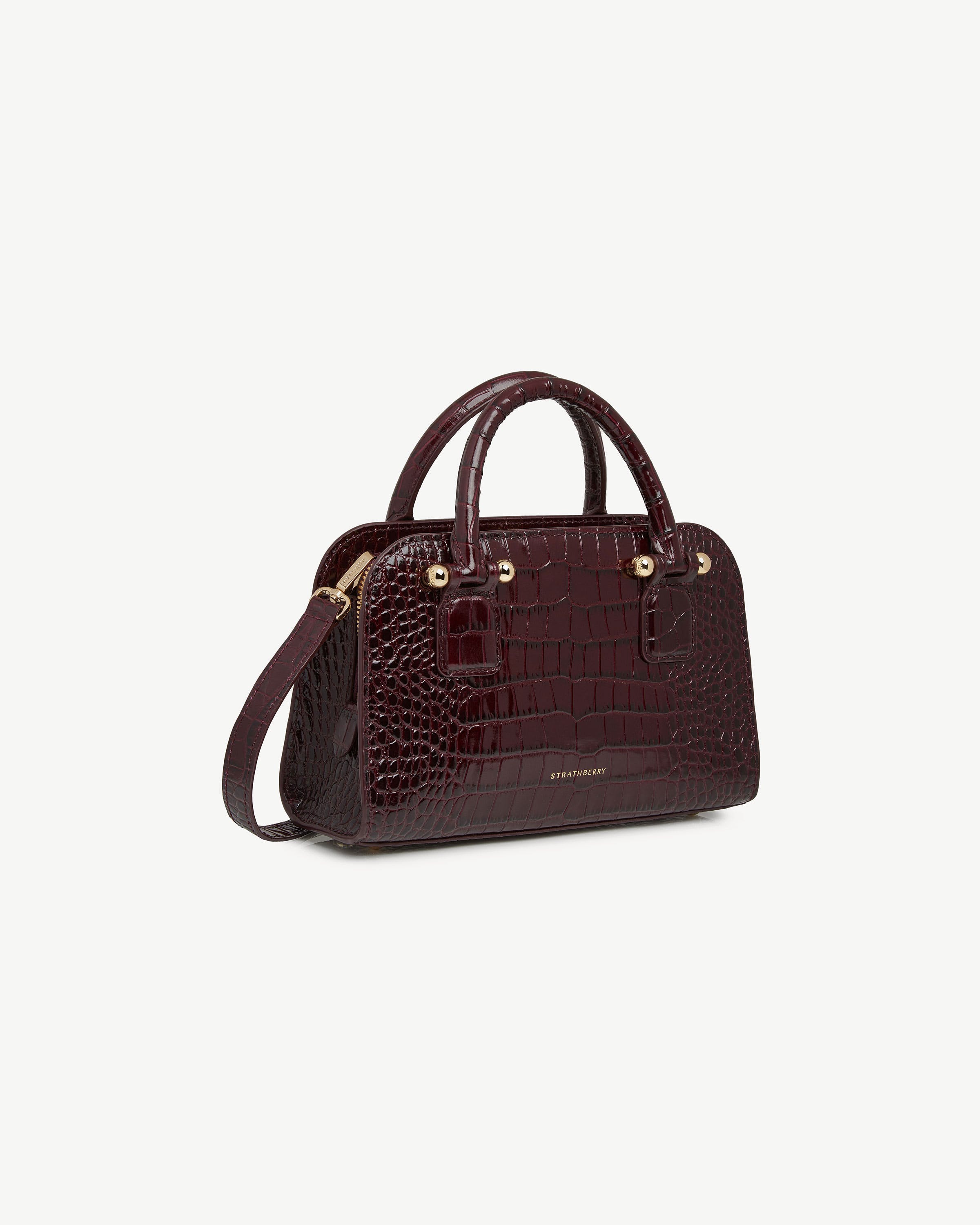 Georgia Mini - Croc-Embossed Leather Burgundy