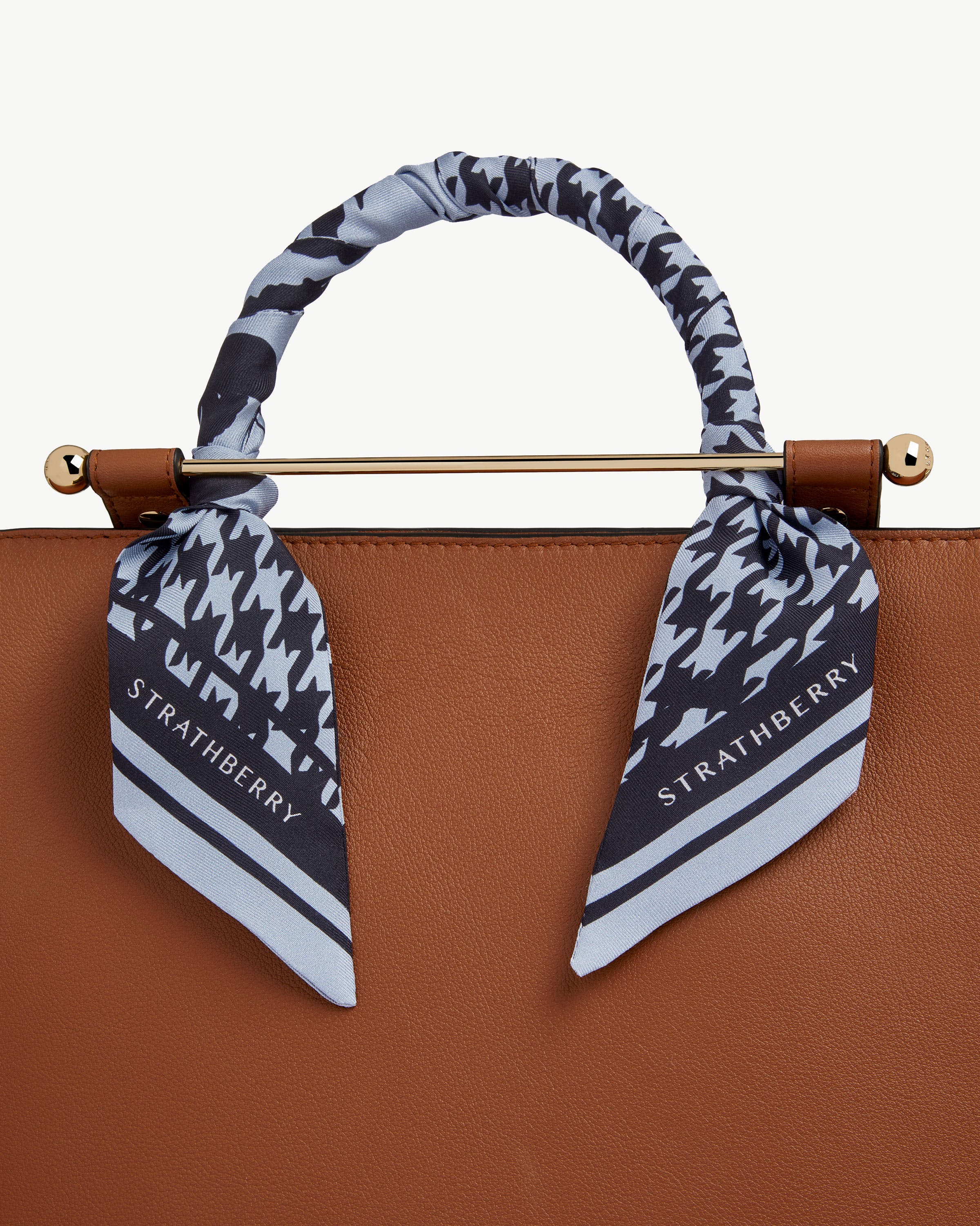 Silk Skinny Scarf - Dusky Blue/Black Floral Dogstooth